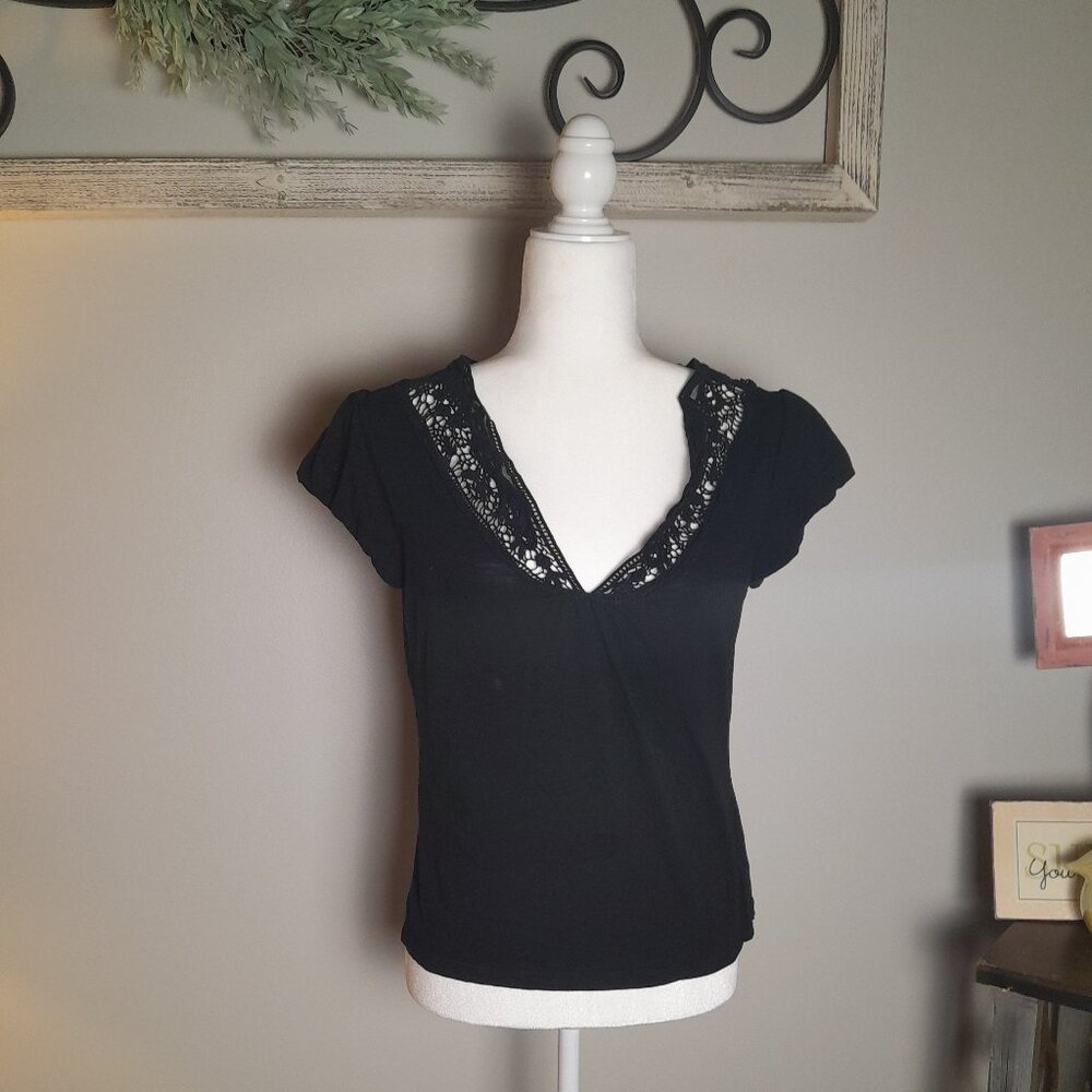 Forever 21 Black Lace Detail Top